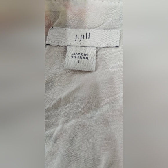 J. Jill Ivory Floral Pebble Hydrangea Garden 3/4 Sleeve V-Neck L Midi Dress - Picture 8 of 8